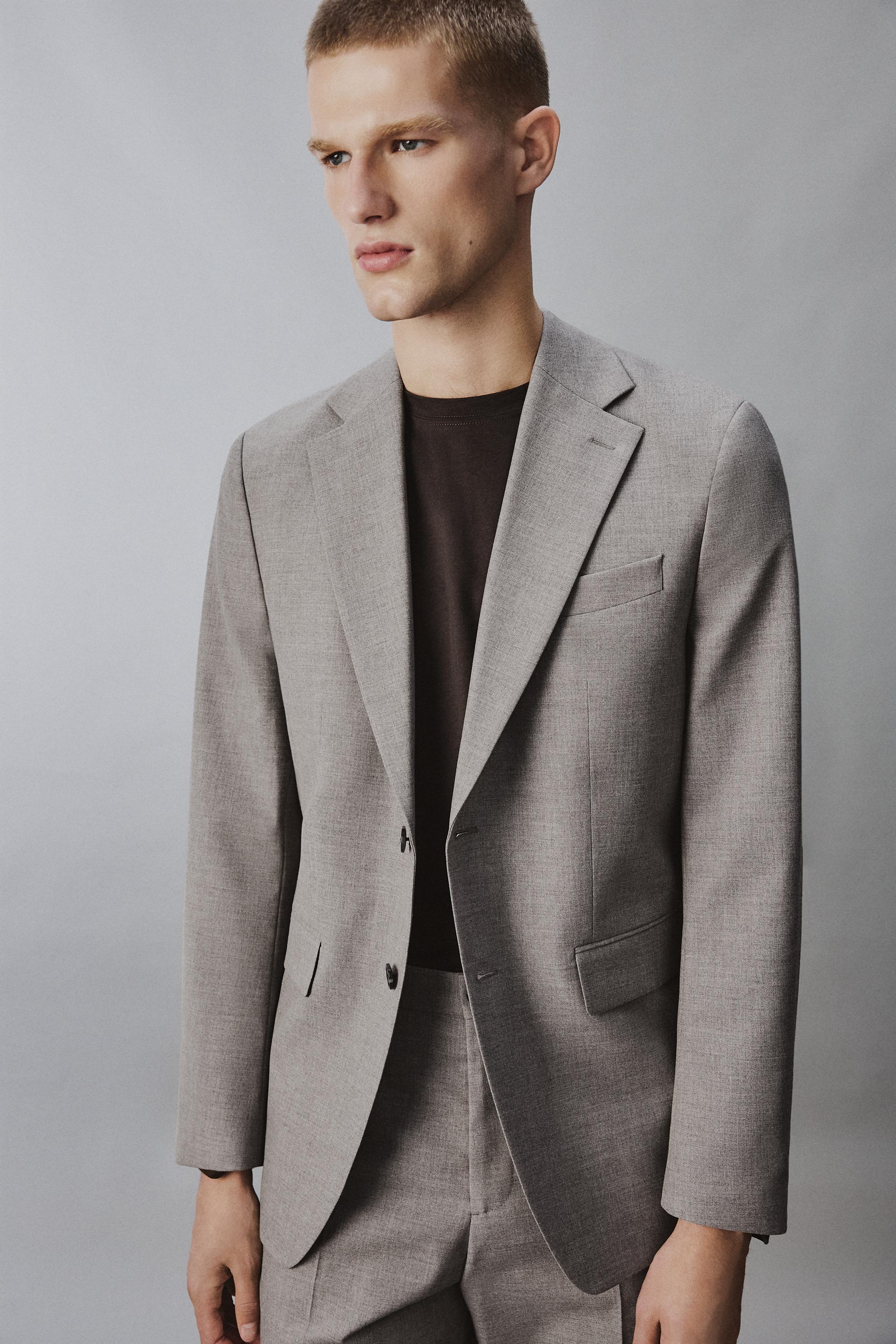 REGULAR FIT TEXTURED SUIT JACKET